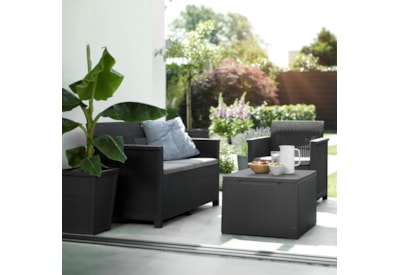 Keter Emma 4 Seater Lounge Set With Storage Table - Graphite