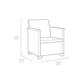 Keter Emma 4 Seater Lounge Set With Storage Table - Graphite