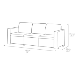 Keter California 3 Seater Chaise Longue Mini - Graphite Keter California 3 Seater Chaise Longue Mini - Graphite