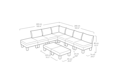 Keter Elements 7 Seater Modular Lounge Set - Graphite Keter Elements 7 Seater Modular Lounge Set - Graphite