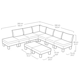 Keter Elements 7 Seater Modular Lounge Set - Graphite