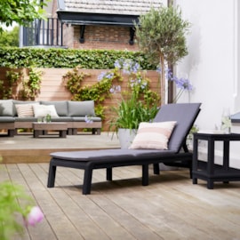 Keter Atlas Sun Lounger With Cushion- Graphite