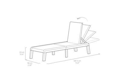 Keter Atlas Sun Lounger With Cushion- Graphite