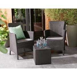 Keter Miami 2 Seater Balcony Set With Storage Table - Graphite