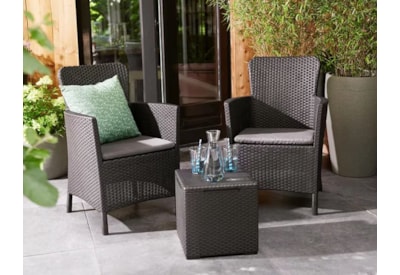Keter Miami 2 Seater Balcony Set With Storage Table - Graphite