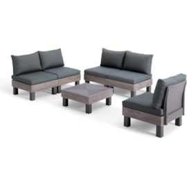 Keter Elements 5 Seater Modular Lounge Set Moss Green Cushions - Ashwood Brown