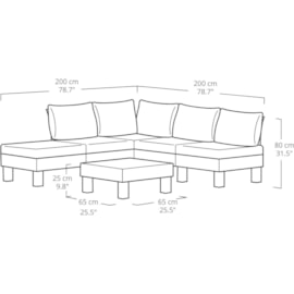 Keter Elements 5 Seater Modular Lounge Set Moss Green Cushions - Ashwood Brown