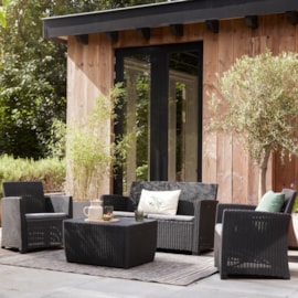 Keter Mia 4 Seater Lounge Set With Storage Table - Graphite Keter Mia 4 Seater Lounge Set With Storage Table - Graphite