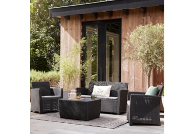 Keter Mia 4 Seater Lounge Set With Storage Table - Graphite Keter Mia 4 Seater Lounge Set With Storage Table - Graphite