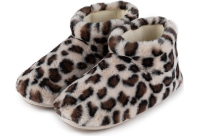Totes Isotoner Faux Fur Animal Short Boot Slipper Leopard Small (3118FLEOS)