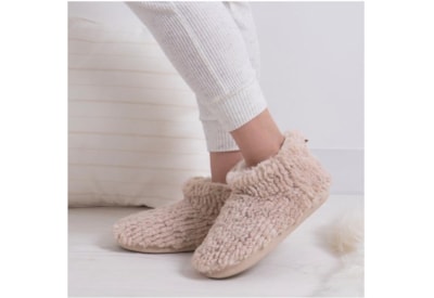 Totes Isotoner Faux Fur Short Boot Slippers Oat Small (3209HOATS)