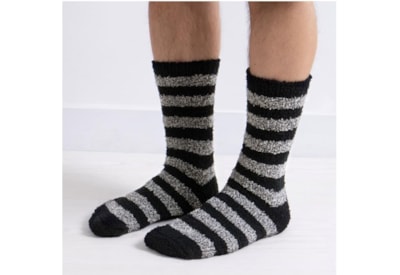 Totes Isotoner Mens Supersoft Slipper Sock Black/grey (3314LBLG)