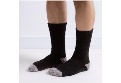 Totes Isotoner Mens Supersoft Slipper Sock Black/grey (3314LBLG)