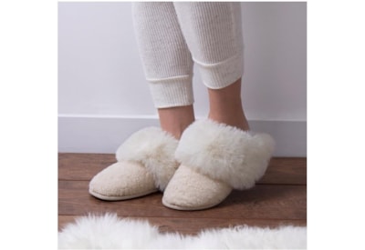 Totes Isotoner Textured Faux Fur Mule Slippers Cream Small (3575HCRMS)