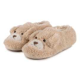 Totes Isotoner Borg Novelty Slippers Dog Large Totes Isotoner Borg Novelty Slippers Dog Large