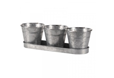 Smart Garden Windowsill Herb Pots Galvanised 3pk Smart Garden Windowsill Herb Pots Galvanised 3pk