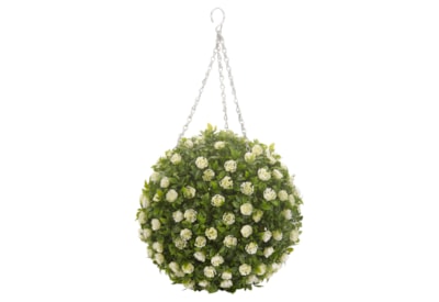 Faux Decor Topiary White Rose Ball 30 Cm Faux Decor Topiary White Rose Ball 30 Cm