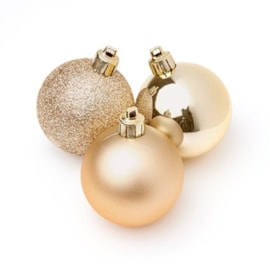10 Multi Finish Baubles Champagne Gold 60mm 10 Multi Finish Baubles Champagne Gold 60mm
