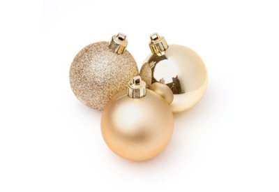 10 Multi Finish Baubles Champagne Gold 60mm 10 Multi Finish Baubles Champagne Gold 60mm