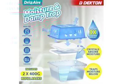 Dri Aire Moisture And Damp Trap Plastic Box with Two 400g Pouches
