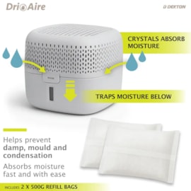 Dri Aire  Dehumidifier Medium Hi Grade Complete with 2 x 500G Refill Bags