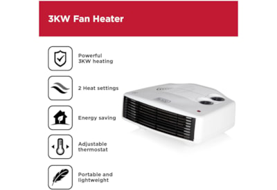 Black & Decker 3k Flat Fan Heater Wht (BXSH37006GB)
