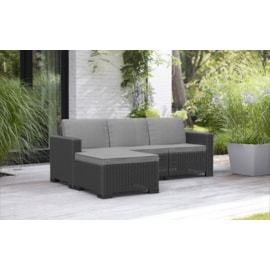 Keter California 3 Seater Chaise Longue Lounge Set - Graphite Keter California 3 Seater Chaise Longue Lounge Set - Graphite