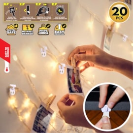 Dekton Geckogrip White Cable Hooks 20Pc