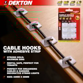 Dekton Geckogrip White Cable Hooks 6Pc Dekton Geckogrip White Cable Hooks 6Pc