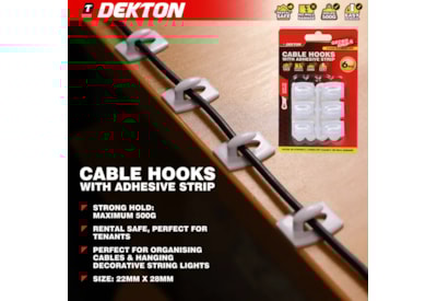 Dekton Geckogrip White Cable Hooks 6Pc Dekton Geckogrip White Cable Hooks 6Pc