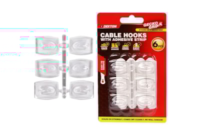 Dekton Geckogrip Clear Cable Hooks 6Pc