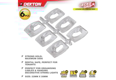 Dekton Geckogrip Clear Cable Hooks 6Pc