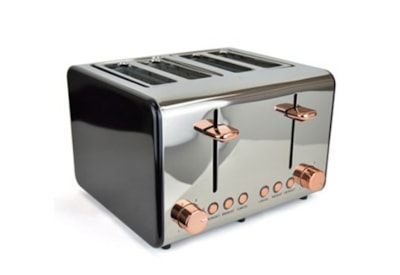 Kitchen Perfected 4 Slice Toaster Black & Rose Gold (E2125RG)