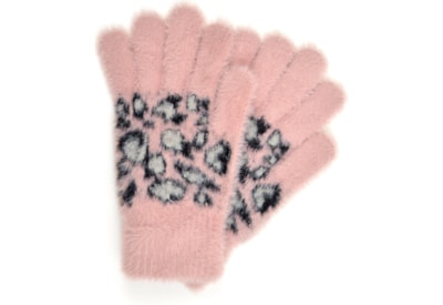 Ladies Leopard Print Fluffy Gloves (GL856)