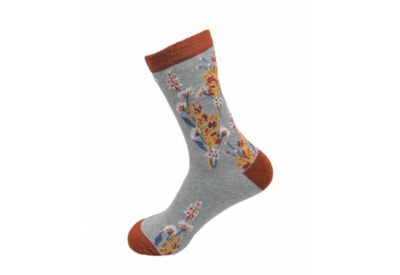 Eco Chic Grey Flowers Bamboo Socks 4-8 (SK16GY)