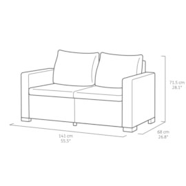 Keter California 2 Seater Balcony Chaise Longue Mini - Graphite