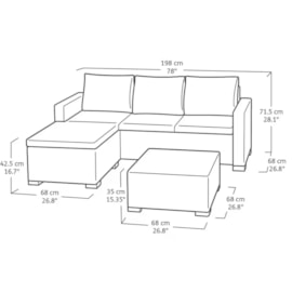 Keter California 3 Seater Chaise Longue Lounge Set - Cappuccino Keter California 3 Seater Chaise Longue Lounge Set - Cappuccino