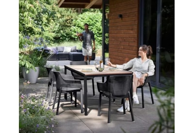 Keter Signature Porto 160Cm Table + Elisa Dining Chair Set Of 6 - Ashwood Brown