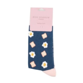 Miss Sparrow Eggs & Toast Socks Navy