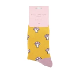 Miss Sparrow Mushrooms Socks Yellow