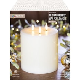 Premier 3 Flame Flickabright Candle Cream 15cm