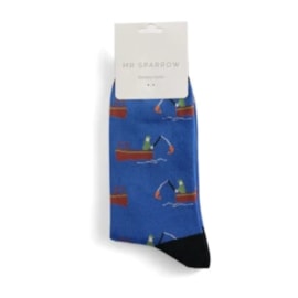 Mr Sparrow Gone Fishing Socks Royal Blue (MR005ROYALBLUE)