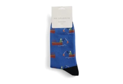 Mr Sparrow Gone Fishing Socks Royal Blue (MR005ROYALBLUE)