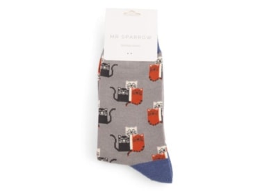 Mr Sparrow Cat Club Socks Grey (MR011GREY)