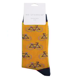 Mr Sparrow Bamboo Socks Bikes Repeat Mustard