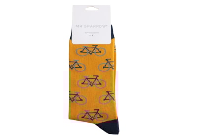 Mr Sparrow Bamboo Socks Bikes Repeat Mustard