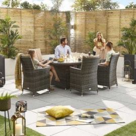 Nova Sienna 6 Seat Dining Set & Fire Pit 1.8m x 1.2m Oval Table Brown