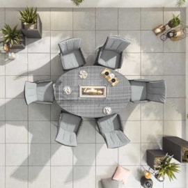 Nova Sienna 6 Seat Dining Set & Fire Pit 1.8m x 1.2m Oval Table Grey