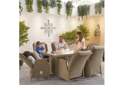 Nova Carolina 6 Seat Dining Set & Fire Pit 1.5m x 1m Rectangular Table Willow