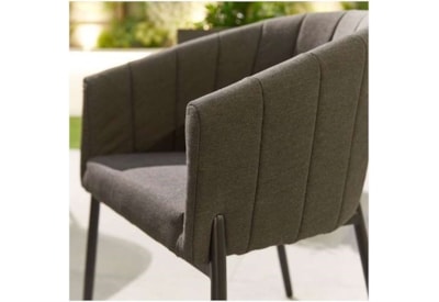 Nova Edge Fabric 6 Seat Rectangular Dining Set Dark Grey